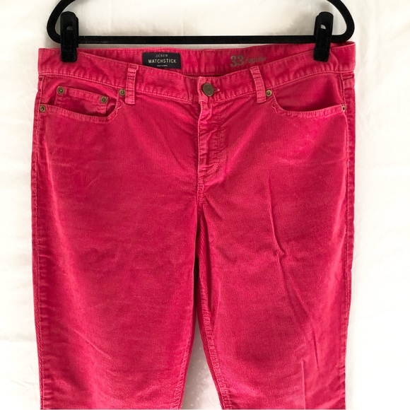 Retro J. Crew Red Corduroy Pants Matchstick Slim Fit Low Rise Size 33 - Picture 3 of 6